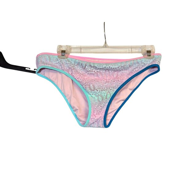 Victorias Secret High Neck Halter Bikini Set M Ombre Lace Pink & Blue With Strap - Picture 6 of 9